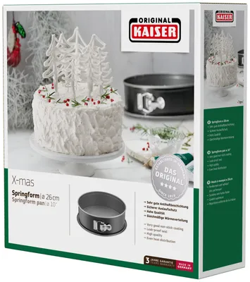 Produktbild von WMF X-Mas Springform, 26 cm, Kuchenform, Rund, Kohlenstoffstahl, Flache Oberfläche, 230 °C, Schwarz, Silber