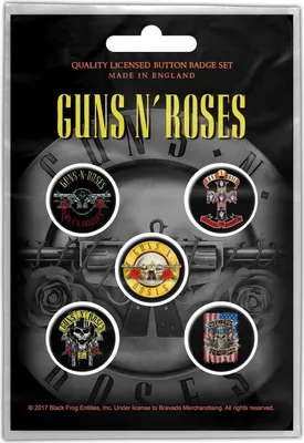 Image de Guns N Roses - Logo de la cartouche - Badge Pack de 5 - Plastique, Métal RO7197 (Taille unique) (Noir/Jaune/Rouge)