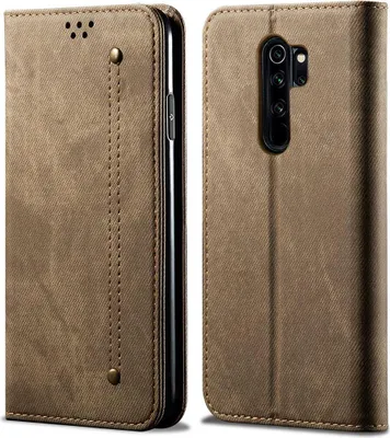 Produktbild von Redmi Note 8 Pro Hülle, LaimTop Denim Leder Brieftasche Magnetverschluss Flip Bookstyle Schutzhülle mit Standfunktion für Xiaomi Redmi Note 8 Pro Khaki