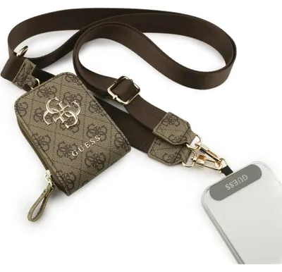 Immagine prodotto di Guess: set composto da laccio per cellulare, tracolla e portafoglio marrone con logo metallico