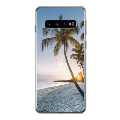 Produktbild von MuchoWow® Handyhülle Schutzhülle Hülle für Samsung Galaxy S10 Strand - Sonnenuntergang - Palme Silikon Softcase Handy Hülle - Handytasche