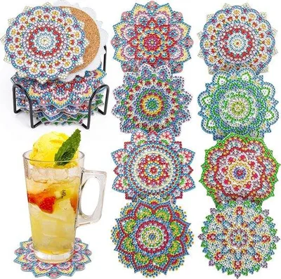 Produktbild von Famanu Untersetzer Set für Diamantmalerei - 8 Stück mit Zubehör