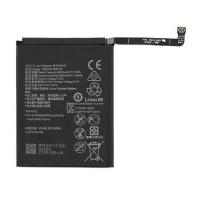 A black battery with a flexible connector cable attached.
