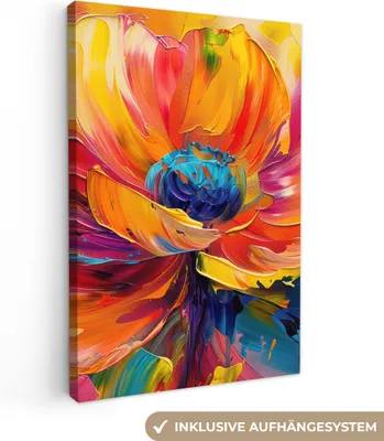 Obrázok produktu pre MuchoWow® - Plátno - Kvetina - Maľba - Moderné - Abstraktné - Farby, nástenný obraz, nástenné dekorácie obrazy obývacia izba, 20x30cm