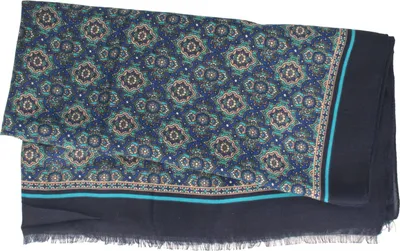 Leichter Trachtenschal mit Blumen Muster von Hut-Breiter in blau