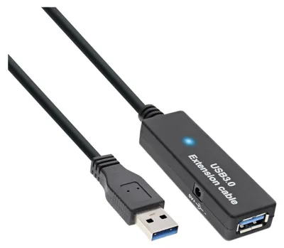 Image de InLine® 35656 Rallonge active USB 3.0, prise A à prise A, noir, 15m