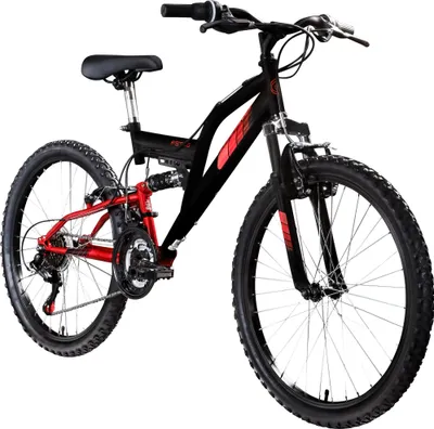 Produktbild von Galano FS240 Jugendfahrrad 24 Zoll Mountainbike ab 8 Jahre 130 - 145 cm 21 Gänge schwarz/rot