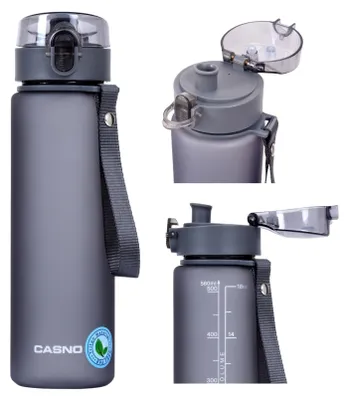 Produktbild von Casno Trinkflasche Wasserflasche auslaufsichere Sportflasche BPA-frei Tritan Gym Flasche 560ml Grau