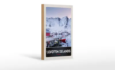 Produktbild von Holzschild Reise 12x18 cm Lofoten Island Norwegen Winter Schnee