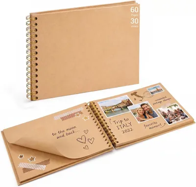 Imagen del producto de Álbum de fotos de espiral, con 60 páginas, de 29x21 cm, ideal para la familia y ocasiones especiales