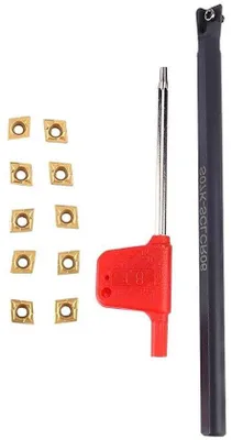 Imagen del producto de Soporte para herramientas de torneado Famanu - Placas de corte intercambiables - Juego de 10 piezas - Carburo de tungsteno - CCMT060204 - YBC251 - Adecuado para S10K-SCLCR06 - - Herramienta para torno