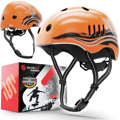 Produktbild von SKATEWIZ Fahrradhelm Skaterhelm für Kinder und Jugendliche - Extrem leicht - FIDLOCK Magnetschnalle - Größe-S - 49-53cm;Orange