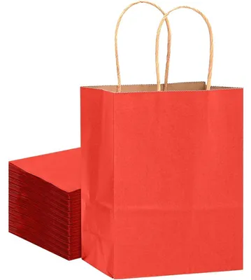 Productafbeelding van Geschenktassen met handgrepen, 32 stuks, rood, 21x15x8 cm, kraftpapier