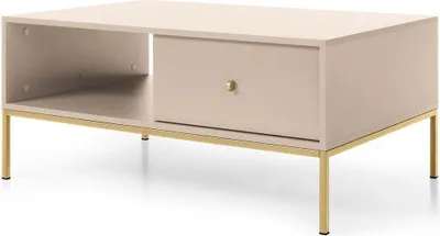 Obrázek produktu pro Konferenční stolek FURNLUX Mono Beige And Gold 104 cm / Hlavní barva: béžová / Rozměry: 104 x 68 x 46 cm