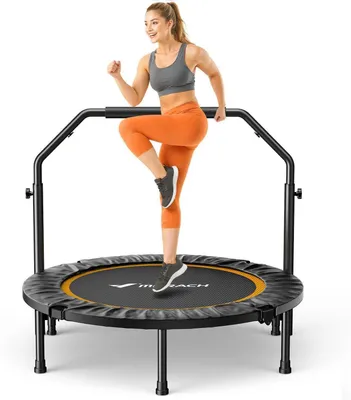 Image de Mini trampoline pliable de 102 cm, supportant jusqu'à 150 kg, silencieux et équipé d'une poignée