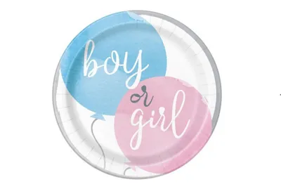 Obrázek produktu pro Párty talíře Gender Reveal - Boy or Girl  - Kluk nebo Holka - 22 cm - 8 ks