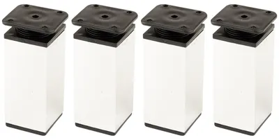 Möbelfüße 4er-Set, Aluminium, 40x40 mm, 100 mm, verstellbar, Chrom
