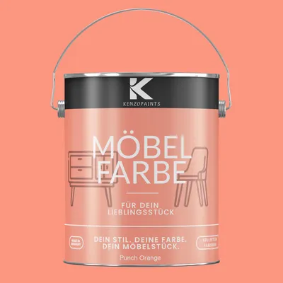 Produktbild von Kenzopaints 2,5Liter Möbelfarbe Möbellack Buntlack Farbraum - Punch Orange