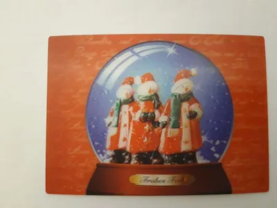 Produktbild von 3 D Ansichtskarte Schneekugel, Postkarte Wackelkarte Hologrammkarte, Weihnachten Weihnachtsmänner