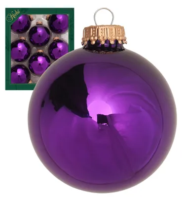 Produktbild von Krebs Glas Lauscha Weihnachtsbaumkugeln - 8er Set - Violett Glanz - aus Glas - Unifarbende Kugeln -ca. 7cm