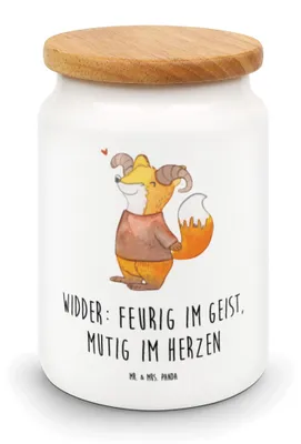 Produktbild von Mr. & Mrs. Panda behälter Widder Astologie - Weiß - Geschenk, zuckerdose, Kaffeedose, Dose, Sternzeichen, Vorratsdose, Tierkreiszeichen, Geburtstagsgeschenk, Keksdose