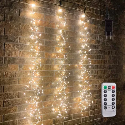 Obrázek produktu pro 2M LED vánoční světelné řetězy s 600 LED diodami, 30 řetězů, teplá bílá barva, 8 světelných režimů, LED světelné řetězy s dálkovým ovládáním, vánoční osvětlení