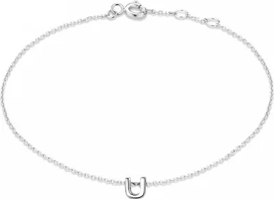 Produktbild von New Bling 9NB-909U Zilveren letterarmband - Letter U - lengte 16,5+1+1cm - gerhodineerd
