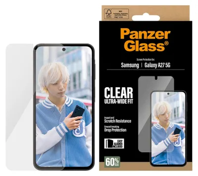 Productafbeelding van PanzerGlass Ultra-Wide Fit Anti-Bacterial Screenprotector incl. applicator voor de Samsung Galaxy A27 (5G)