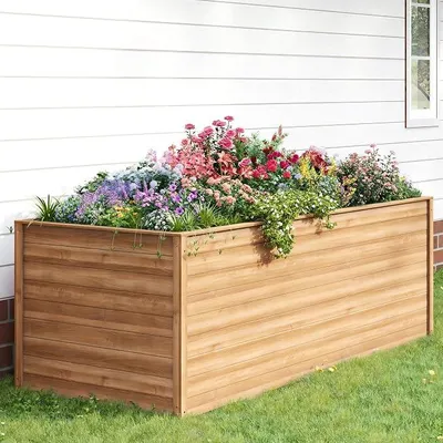 Produktbild von Hochbeet Holz für Garten 240x88x80cm Holzhochbeet zum Bepflanzen von Gemüse & Kräutern Pflanzbeet Pflanzkasten Gemüsebeet für Balkon