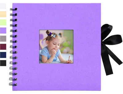 Image de Album photo scrapbooking, 20,5 x 20,5 cm, à spirale, 40 pages noires pour photos 10x15, couleur violette