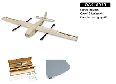 Immagine prodotto di QA418: Aereo RC - Addestratore multiruota a decollo e atterraggio verticale (VTOL) ad ala fissa - Apertura alare di 1,8 metri - Kit di montaggio in balsa, senza batteria - Compatibile con radiocomando a 8 canali, modalità 2 - QA41801B