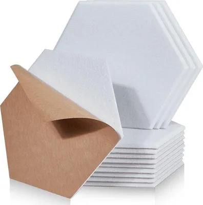 Produktbild von Famanu Akustikplatten selbstklebend 12 Stück - hohe Dichte für Wand- und Deckenakustik - akustische Schalldämmung 30 x 26 x 0,9 cm weiß