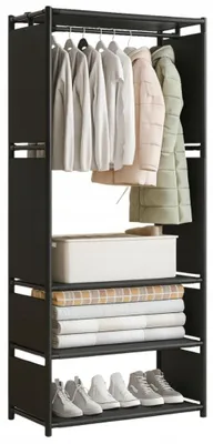 Produktbild von Materialschrank - Textilschrank - zusammenklappbarer Kleiderschrank - Regal für Schuhe und Kleidung - 170x60x36 cm
