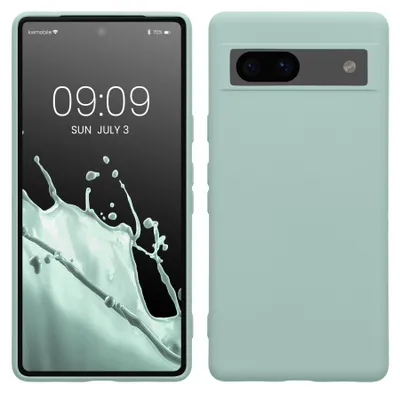 Produktbild von kwmobile Hülle kompatibel mit Google Pixel 7a Hülle - gummierte TPU Silikon Handyhülle - Schutzhülle für kabelloses Laden - Case in Cool Mint