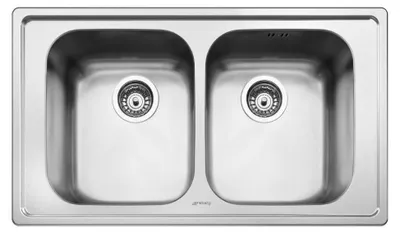 Immagine prodotto di Lavello incasso 2 vasche 86x50 Smeg LP8622 inox spazzolato
