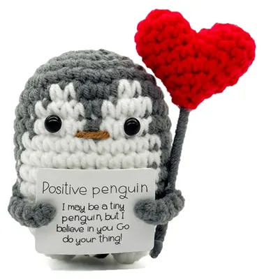 Handgehäkelter Pinguin-Schlüsselanhänger, 8,5 cm, grau