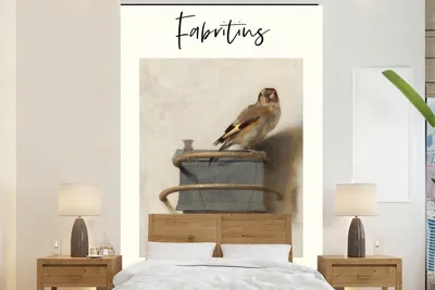 Produktbild von MuchoWow® Fototapete für Wohnzimmer oder Schlafzimmer Wandtapete Vinyl Motivtapete Alte Meister - Der Stieglitz - Carel Fabritius - 200x300 cm - Wanddekorationen