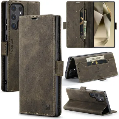 Produktbild von Galaxy S26 Ultra Brieftasche Hülle, Retro Kunstledertasche Stand Schutzhülle für Samsung Galaxy S26 Ultra Kupfer