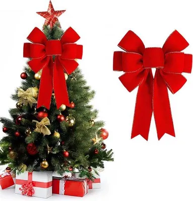 Produktbild von Rote Weihnachtsbänder - Ein Stück große rote Weihnachtsbänder - Weihnachtsbänder für Weihnachtsbaum - Wohnaccessoire - Eingangsdurchgangsdekoration
