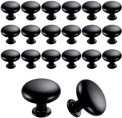 Produktbild von Unyqoos® 20er-Set matte schwarze Möbelknöpfe – Zinklegierung, inkl. Schrauben, für Schubladen, Schränke & Kommoden, passend bis 20 mm