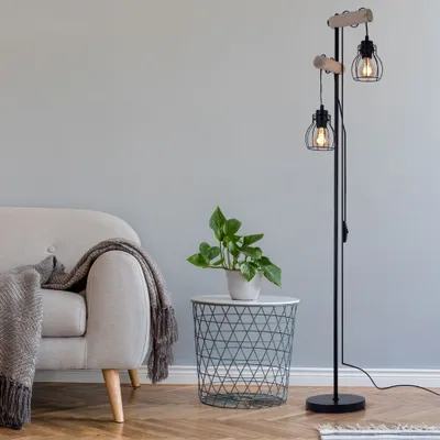 Produktbild von Stehleuchte, höhenverstellbar, Drahtschirme schwarz, H 150 cm