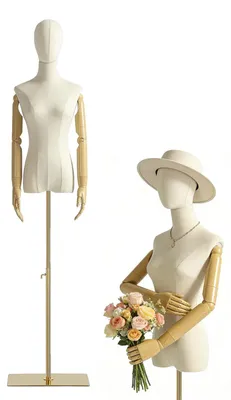 Weibliche Schaufensterpuppe, verstellbar 140–200 cm, mit Holzhänden