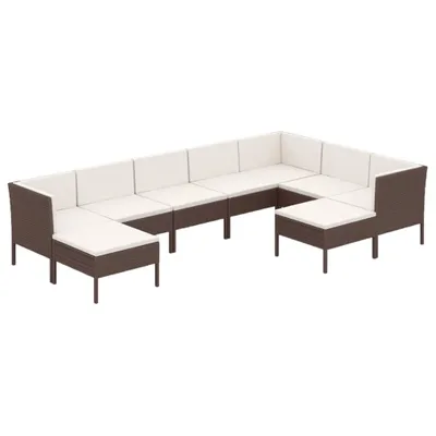 Produktbild von vidaXL 9-tlg. Garten-Lounge-Set mit Auflagen Poly Rattan Braun