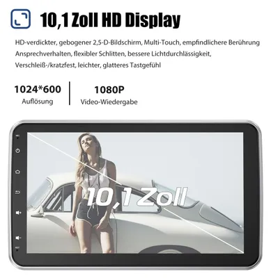 Produktbild von 1 DIN Autoradio 10 Zoll drehbarer Touchscreen Android 13 mit CarPlay Android Auto GPS Navigation DAB Radio Bluetooth Freisprecheinrichtung 6GB RAM 128GB