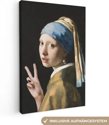 Produktbild von MuchoWow® - Leinwandbilder - Das Mädchen mit dem Perlenohrring - Johannes Vermeer - Frieden, Wandbild, Wanddeko Bilder Wohnzimmer, 80x120 cm