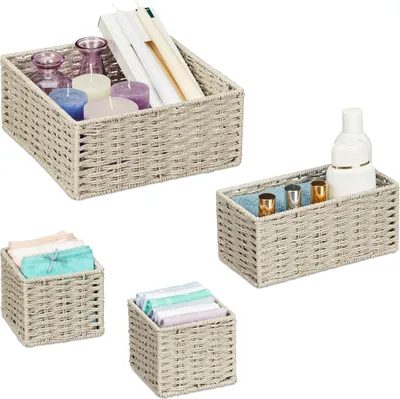 Produktbild von relaxdays Tkaný úložný koš, sada 4 kusů