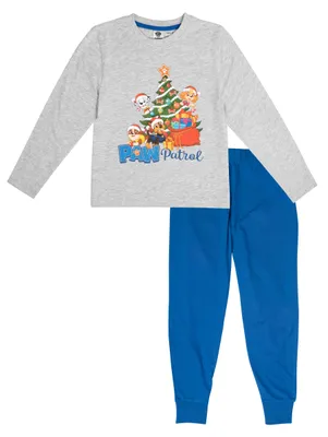 Productafbeelding van Paw Patrol pyjama voor jongens - Kerst kinder winterpyjama set, kerst, lange mouwen met broek, grijs/blauw, maat 98/104