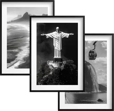 Produktbild von Bilder Poster Schwarz und weiß für die Wand mit Rahmen Stadt Rio de Janeiro