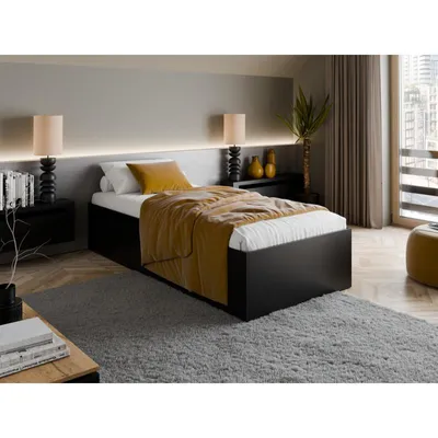 Produktbild von Einzelbett bett BELLA 90x200cm, farbe schwarz, mit Rahmen, ohne Matratze