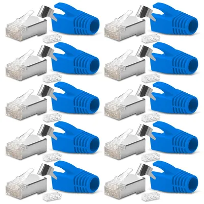 Produktbild von 10x Netzwerkstecker CAT7 CAT6 CAT6A RJ45 Netzwerk Stecker vergoldete Kontakte